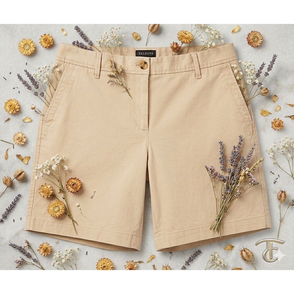 Talbots Womens Relaxed Chino Shorts Size 6 Khaki 7” Inseam Cotton Classic Casual